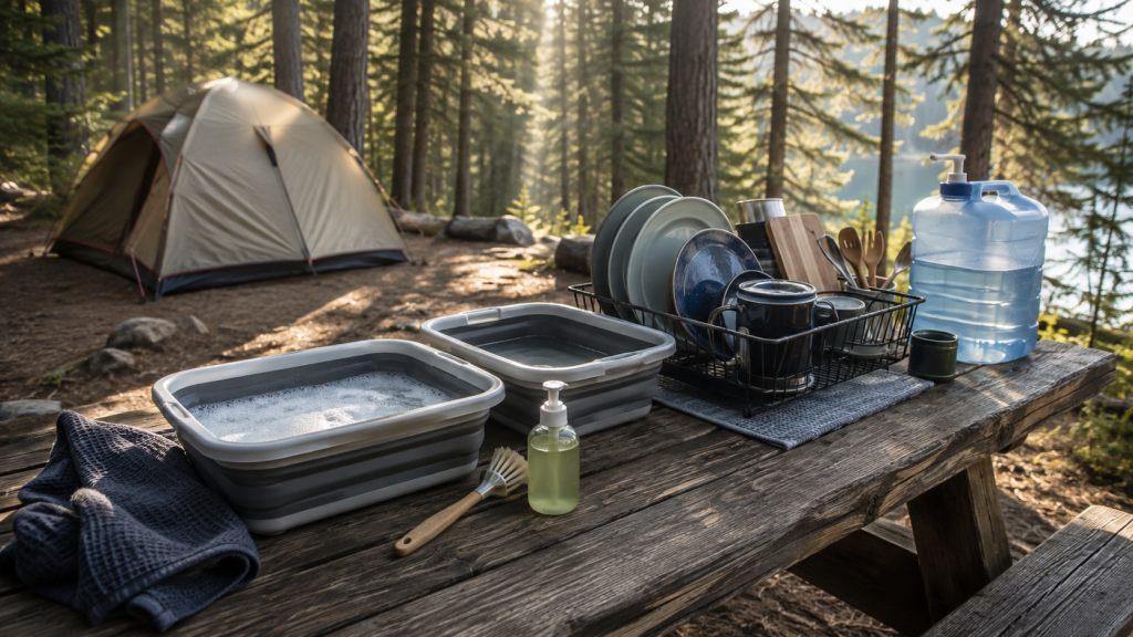 Wash Dishes While Camping