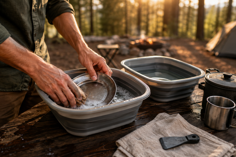 Wash Dishes While Camping