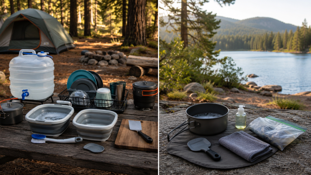 Wash Dishes While Camping